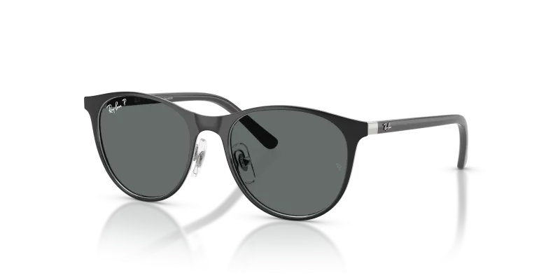 แว่นกันแดด Rayban RJ9552S-295/81 Black on Silver Dark Grey Polarized Rayban RJ9552S 295/81 แว่นกันแดดเด็กโพลาไรซ์ สีดำพื้นเงินเลนส์เทาเข้ม