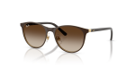 Rayban RJ9552S 297/13 แว่นกันแดดเด็กทรงกลมโลหะ สีน้ำตาลแมททองอะริสต้าเลนส์ไล่ระดับ