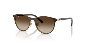 Rayban RJ9552S 297/13 แว่นกันแดดเด็กทรงกลมโลหะ สีน้ำตาลแมททองอะริสต้าเลนส์ไล่ระดับ