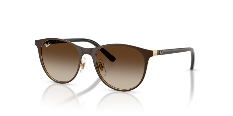 Rayban RJ9552S 297/13 แว่นกันแดดเด็กทรงกลมโลหะ สีน้ำตาลแมททองอะริสต้าเลนส์ไล่ระดับ