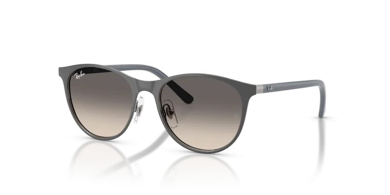 Rayban RJ9552S 300/11 แว่นกันแดดเด็กทรงกลมโลหะ สีเทาแมทกันเมทัลเลนส์ไล่ระดับ