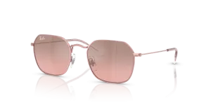 Rayban RJ9594S 304/7E แว่นกันแดดเด็กทรงเรขาคณิต สีชมพูอ่อนเลนส์มิเรอร์ไล่ระดับ