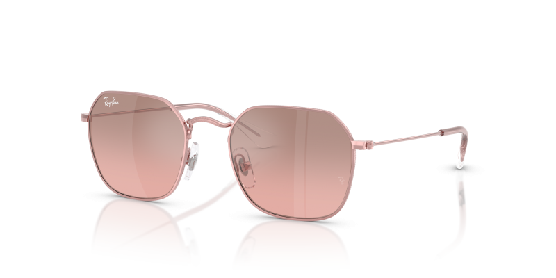 Rayban RJ9594S 304/7E แว่นกันแดดเด็กทรงเรขาคณิต สีชมพูอ่อนเลนส์มิเรอร์ไล่ระดับ