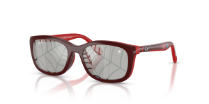 แว่นกันแดด Rayban RJ9644S-7233AI มุมเฉียง แดงเข้ม/ยางสีแดง สำหรับเด็กทุกเพศ