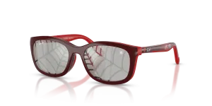 แว่นกันแดด Rayban RJ9644S-7233AI มุมเฉียง แดงเข้ม/ยางสีแดง สำหรับเด็กทุกเพศ