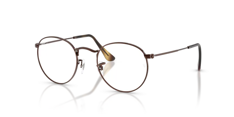 กรอบแว่นสายตา Rayban Round Metal RX3447V-3230 Brown Rayban RX3447V 3230 แว่นสายตาสีน้ำตาล ทั้งสองเพศ