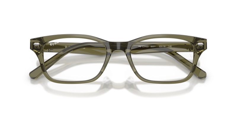 Rayban RX5345D 8501 close-up สีเขียวมะกอกโปร่งใส