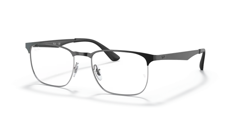 กรอบแว่นสายตา Rayban RX6363-2861 Black on Silver แว่นสายตา Rayban RX6363 2861 สีดำตัดพื้นเงิน ทั้งสองเพศ