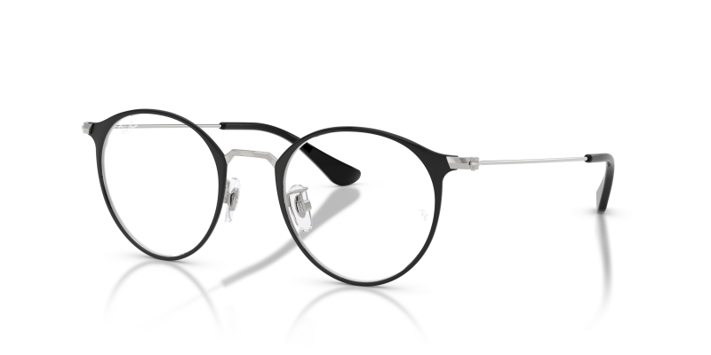 กรอบแว่นสายตา Rayban RX6378F-2861 Black on Silver แว่นสายตา Rayban RX6378F 2861 สีดำตัดพื้นเงิน ทั้งสองเพศ