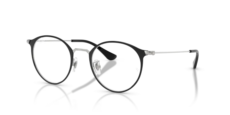 กรอบแว่นสายตา Rayban RX6378F-2861 Black on Silver แว่นสายตา Rayban RX6378F 2861 สีดำตัดพื้นเงิน ทั้งสองเพศ