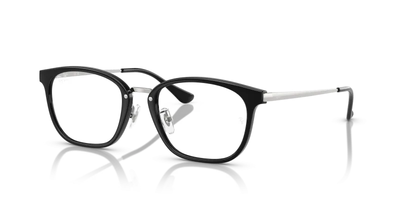 กรอบแว่นสายตา Rayban RX7247D-5753 Black Rayban RX7247D 5753 แว่นสายตาดำขาเงิน ยูนิเซ็กซ์