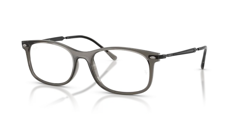 กรอบแว่นสายตา Rayban RX7274-8463 Transparent Grey แว่นสายตา Rayban RX7274-8463 มุมเฉียง สีเทาโปร่งใส สำหรับทุกเพศ