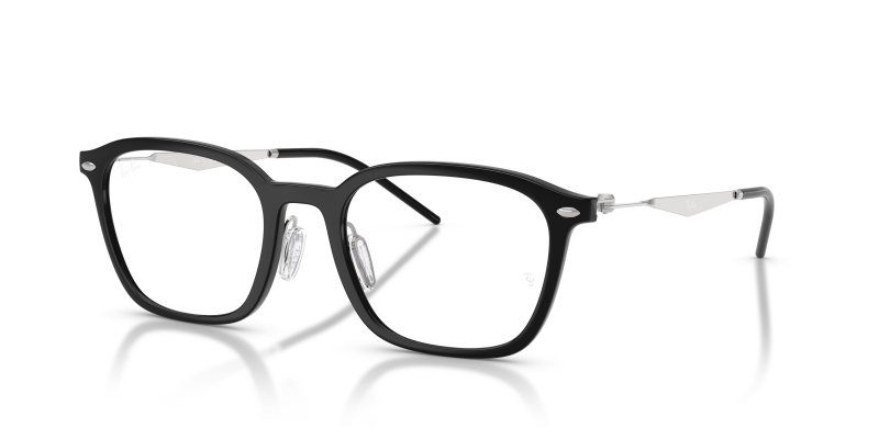 กรอบแว่นสายตา Rayban RX7555-2000 Black Rayban RX7555 2000 แว่นสายตาสีดำขาเงิน ทั้งสองเพศ