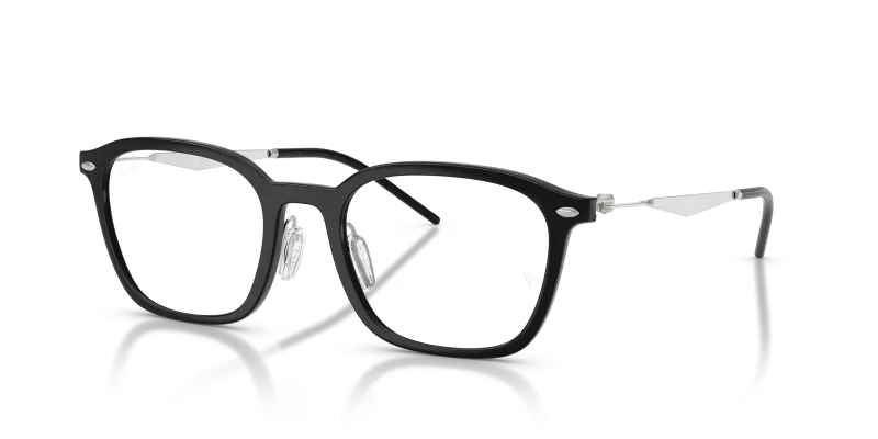 กรอบแว่นสายตา Rayban RX7555-2000 Black Rayban RX7555 2000 แว่นสายตาสีดำขาเงิน ทั้งสองเพศ
