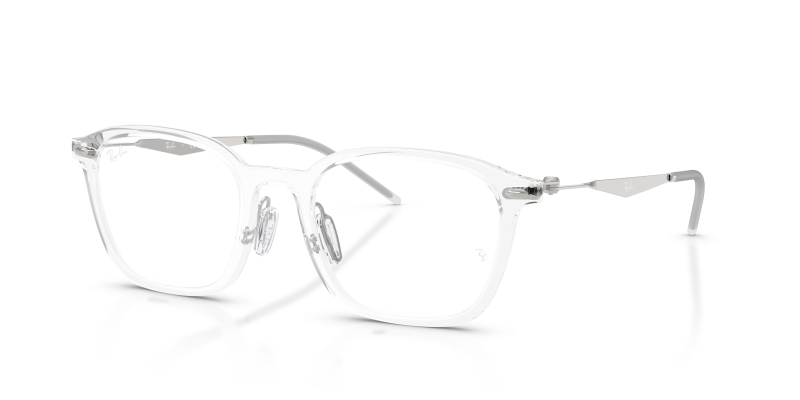 กรอบแว่นสายตา Rayban RX7555-2001 Transparent Rayban RX7555 2001 แว่นสายตาโปร่งใสขาเงิน ทั้งสองเพศ