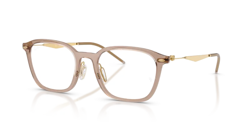 กรอบแว่นสายตา Rayban RX7555-8471 Transparent Beige Rayban RX7555 8471 แว่นสายตาสีเบจโปร่งใสขาทอง ทั้งสองเพศ