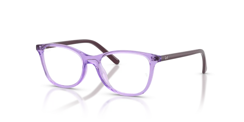 กรอบแว่นสายตา Rayban RY1907F-7515 Transparent Violet แว่นสายตา Rayban RY1907F-7515 มุมเฉียง สีม่วงโปร่งใส สำหรับเด็กทุกเพศ