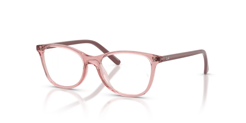 กรอบแว่นสายตา Rayban RY1907F-7516 Transparent Pink แว่นสายตา Rayban RY1907F-7516 มุมเฉียง สีชมพูโปร่งใส สำหรับเด็กทุกเพศ