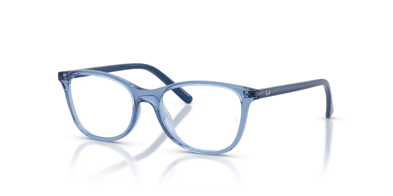 แว่นสายตา Rayban RY1907F-7542 มุมเฉียง สีฟ้าอ่อนโปร่งใส สำหรับเด็กทุกเพศ