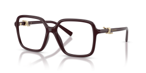 แว่นสายตา Tiffany & Co TF2295U-8447 มุมเฉียง สีเบอร์กันดีโปร่งใส สำหรับผู้หญิง