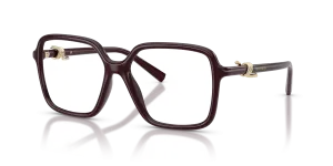 แว่นสายตา Tiffany & Co TF2295U-8447 มุมเฉียง สีเบอร์กันดีโปร่งใส สำหรับผู้หญิง