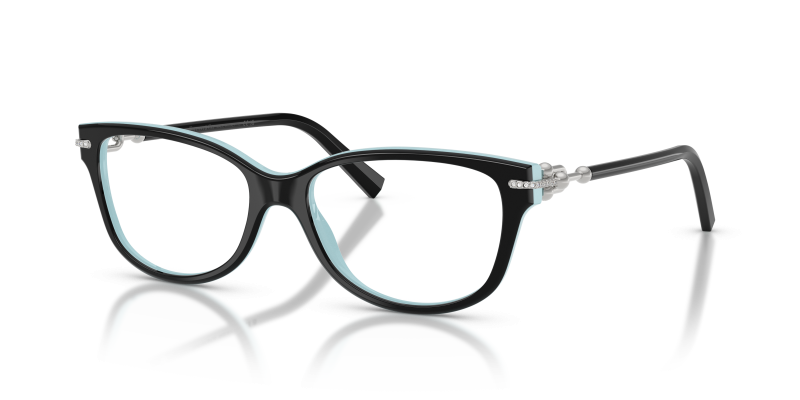 แว่นสายตา Tiffany & Co TF2298BF-8055 มุมเฉียง สี Black On Tiffany Blue สำหรับผู้หญิง