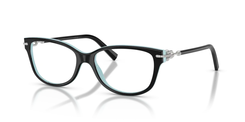 แว่นสายตา Tiffany & Co TF2298BF-8055 มุมเฉียง สี Black On Tiffany Blue สำหรับผู้หญิง