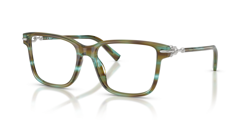แว่นสายตา Tiffany & Co TF2299U-8124 มุมเฉียง สีเทอร์คอยส์โอเชียน สำหรับผู้หญิง