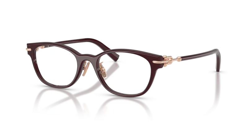 แว่นสายตา Tiffany & Co TF2305D-8470 มุมเฉียง สี Deep Transparent Ruby สำหรับผู้หญิง