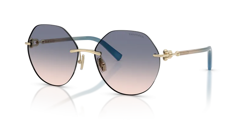 แว่นกันแดด Tiffany & Co TF3123-619116 Pale Gold Light Brown Gradient Blue แว่นกันแดด Tiffany & Co TF3123-619116 มุมเฉียง สีทองอ่อน สำหรับผู้หญิง