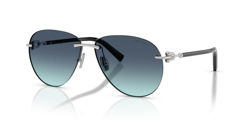 แว่นกันแดด Tiffany & Co TF3124-60019S Silver Azure Gradient Blue แว่นกันแดด Tiffany & Co TF3124-60019S มุมเฉียง สีเงิน สำหรับผู้ใช้ทุกเพศ