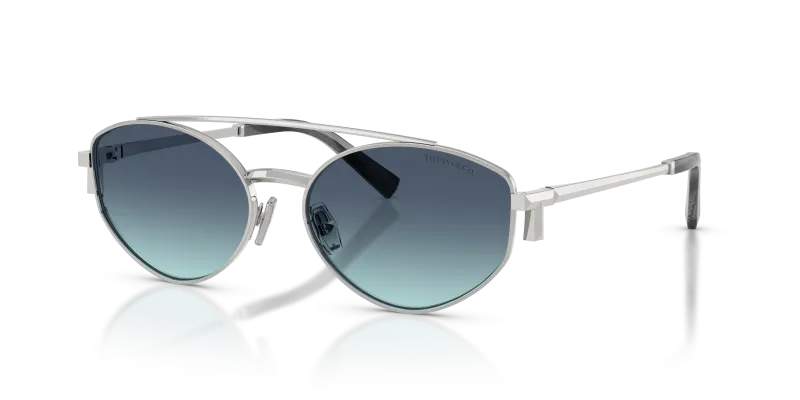 แว่นกันแดด Tiffany & Co TF3125-60019S Silver Azure Gradient Blue แว่นกันแดด Tiffany & Co TF3125-60019S มุมเฉียง สีเงิน สำหรับผู้ใช้ทุกเพศ
