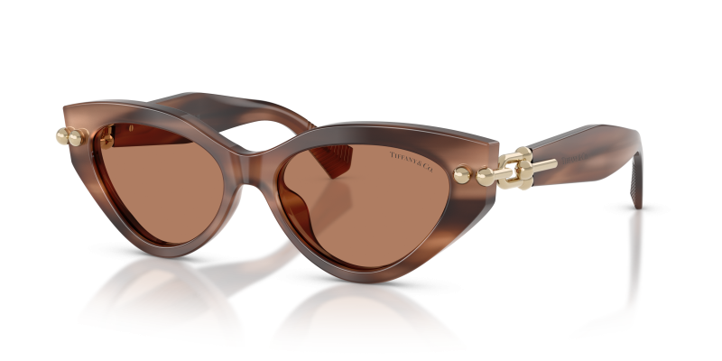 แว่นกันแดด Tiffany & Co TF4268U-847573 มุมเฉียง สีแถบน้ำตาล สำหรับผู้หญิง
