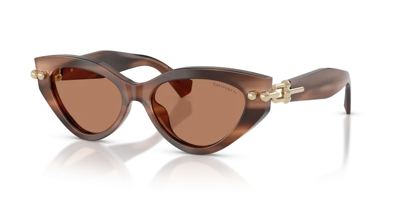 แว่นกันแดด Tiffany & Co TF4268U-847573 Striped Brown Solid Brown แว่นกันแดด Tiffany & Co TF4268U-847573 มุมเฉียง สีแถบน้ำตาล สำหรับผู้หญิง
