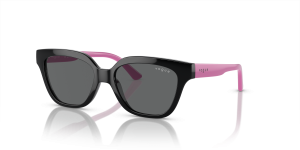 Vogue VJ2021 W44/87 แว่นกันแดดเด็กทรงเรขาคณิตสีดำขาชมพู เลนส์เทาเข้ม สำหรับเด็กหญิง