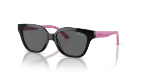 Vogue VJ2021 W44/87 แว่นกันแดดเด็กทรงเรขาคณิตสีดำขาชมพู เลนส์เทาเข้ม สำหรับเด็กหญิง