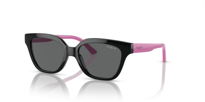 แว่นกันแดด Vogue VJ2021 W44/87 Black Dark Grey Vogue VJ2021 W44/87 แว่นกันแดดเด็กทรงเรขาคณิตสีดำขาชมพู เลนส์เทาเข้ม สำหรับเด็กหญิง