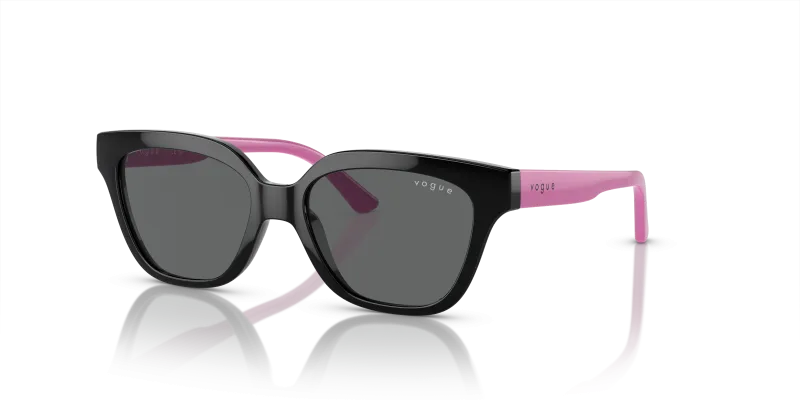 Vogue VJ2021 W44/87 แว่นกันแดดเด็กทรงเรขาคณิตสีดำขาชมพู เลนส์เทาเข้ม สำหรับเด็กหญิง