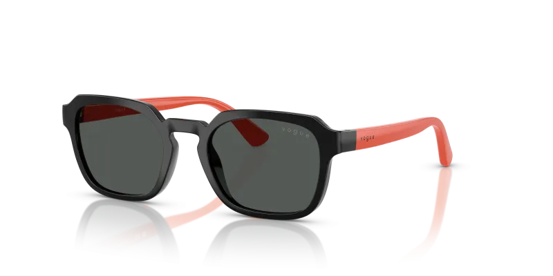 Vogue VJ2025 W44/87 แว่นกันแดดเด็กทรงเรขาคณิตสีดำขาส้ม เลนส์เทาเข้ม สำหรับเด็กชาย