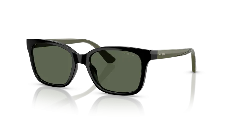 Vogue VJ2027 W44/71 แว่นกันแดดเด็กทรงสี่เหลี่ยมผืนผ้าสีดำขาเขียวทหาร เลนส์เขียวเข้ม สำหรับเด็กชาย