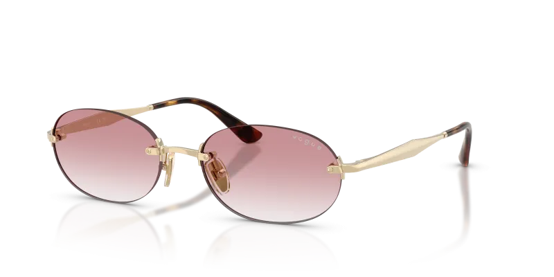 Vogue VO4342S-848/3B แว่นกันแดดกรอบโลหะสีทองอ่อนไม่มีขอบ เลนส์ไล่ระดับสีชมพู สำหรับผู้หญิง