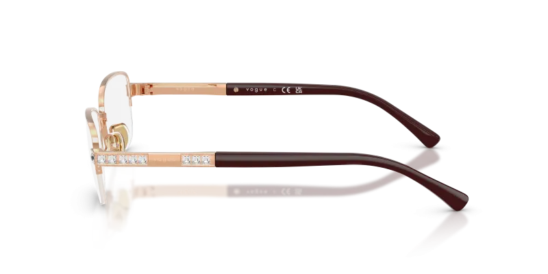 แว่นสายตา Vogue VO4368B 5152 มุมข้าง ทรงหมอนครึ่งขอบไซซ์ M สีโรสโกลด์