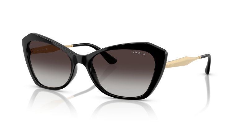 แว่นกันแดด Vogue VO5626S W44/8G Black Grey Gradient Vogue VO5626S W44/8G แว่นกันแดดทรงเรขาคณิตเลนส์ไล่ระดับสีเทา สำหรับผู้หญิง