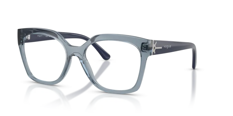 กรอบแว่นสายตา Vogue VO5691-2966 Transparent Azure Vogue VO5691 2966 แว่นสายตาทรงสี่เหลี่ยมสีฟ้าโปร่งใส สำหรับผู้หญิง