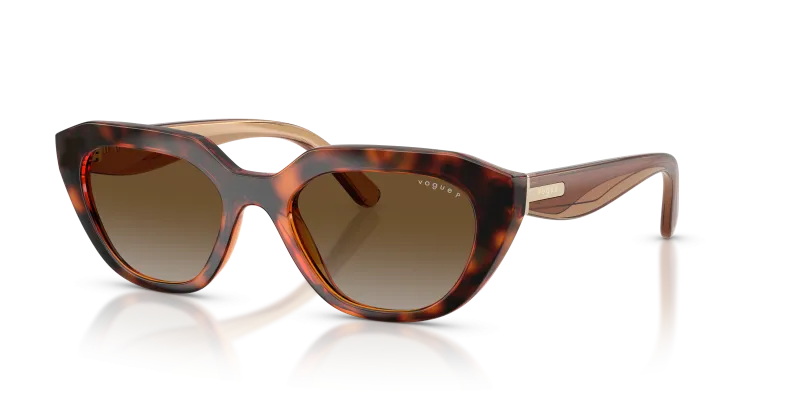 แว่นกันแดด Vogue VO5711S-W656T5 Dark Havana Gradient Brown Polarized Vogue VO5711S-W656T5 แว่นกันแดดโพลาไรซ์สีฮาวานาเข้ม สำหรับผู้หญิง