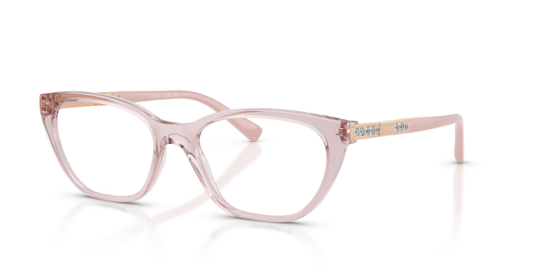 กรอบแว่นสายตา Vogue VO5742B-2942 Transparent Pink แว่นสายตา Vogue VO5742B-2942 มุมเฉียง สีชมพูโปร่งใส สำหรับผู้หญิง