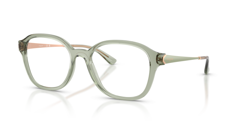 กรอบแว่นสายตา Vogue VO5743-3022 Transparent Green แว่นสายตา Vogue VO5743-3022 มุมเฉียง สีเขียวโปร่งใส สำหรับผู้หญิง