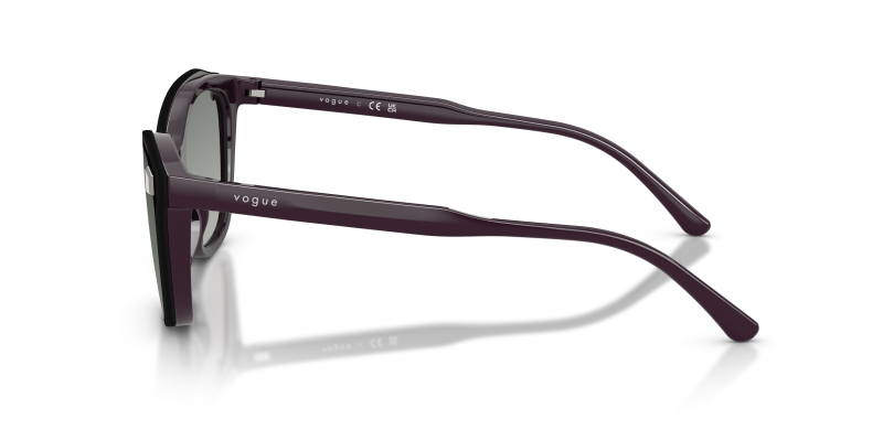 แว่นกันแดด Vogue VO5746S-33321W มุมข้าง ทรงผีเสื้อสีม่วงเข้มเลนส์ใส