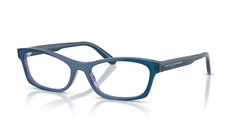 กรอบแว่นสายตา Vogue VO5747F-3323 Top Transparent Blue Transparent Violet แว่นสายตา Vogue VO5747F-3323 มุมเฉียง สีด้านบนสีน้ำเงินโปร่งใส/สีม่วงโปร่งใส สำหรับผู้หญิง