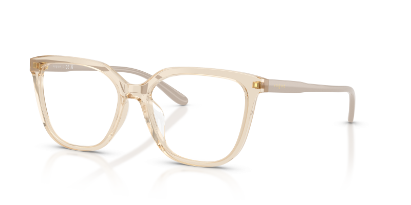 กรอบแว่นสายตา Vogue VO5750F-2990 Transparent Caramel แว่นสายตา Vogue VO5750F-2990 มุมเฉียง สีคาราเมลโปร่งใส สำหรับผู้หญิง